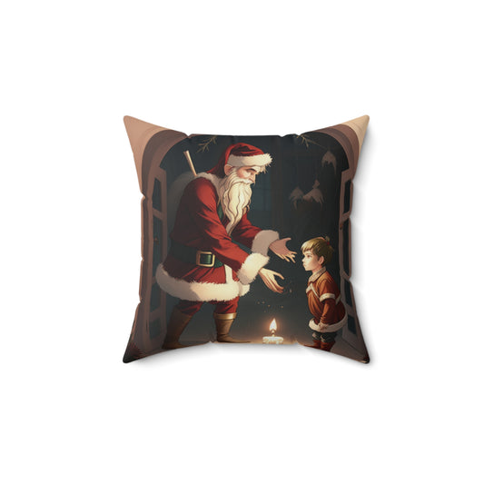 Santas Candle Polyester Square Pillow